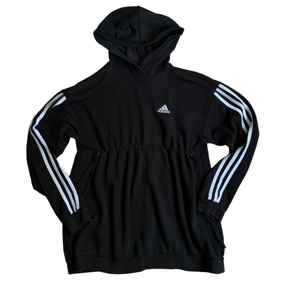 Adidas Cotton 3-Stripes Maternity Hoodie Women's Black Hooded Sweatshirt XS - Picture 1 of 10